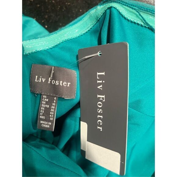 Liv Foster Halter Stretch Crepe Minidress Green Date Brunch Dress size 6 NWT$220 - Picture 6 of 6